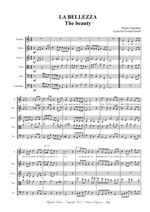 LA BELLEZZA (The beauty) For Soprano,Choir SATB (ad lib.),String quartet. Organ - Score Only