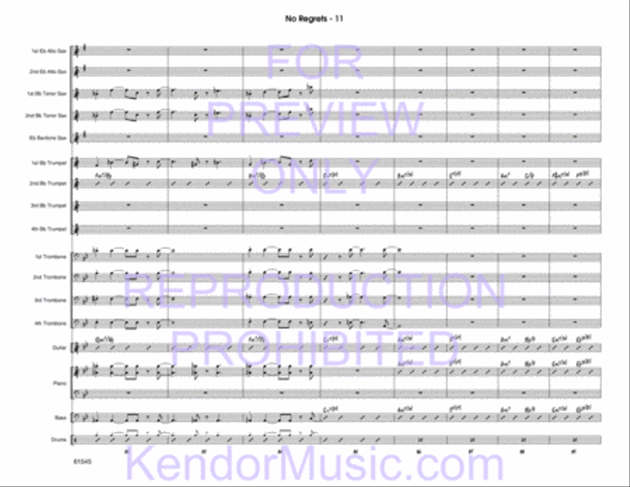 No Regrets (Full Score) Jazz Ensemble scores gallery preview page 12