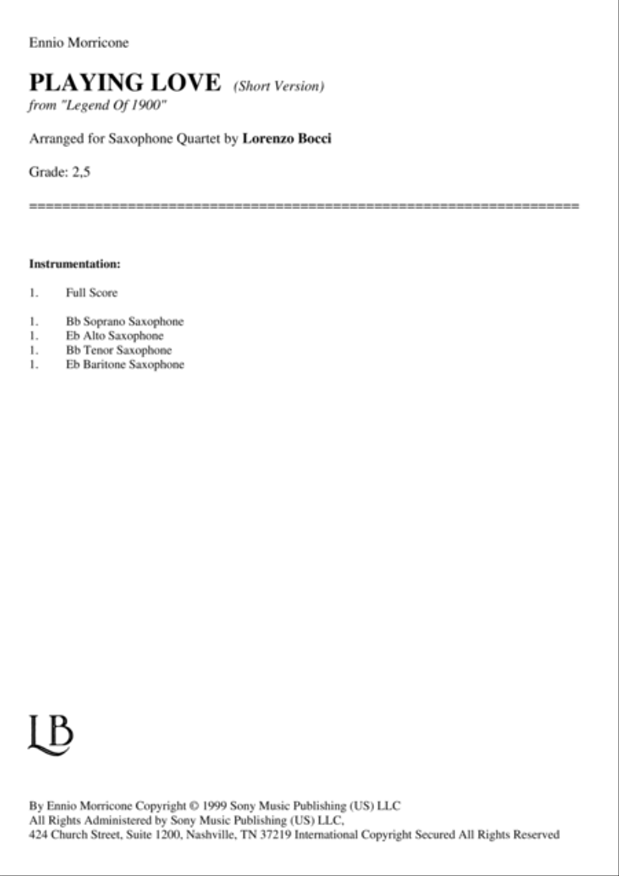 Playing Love Saxophone Quartet scores gallery preview page 2