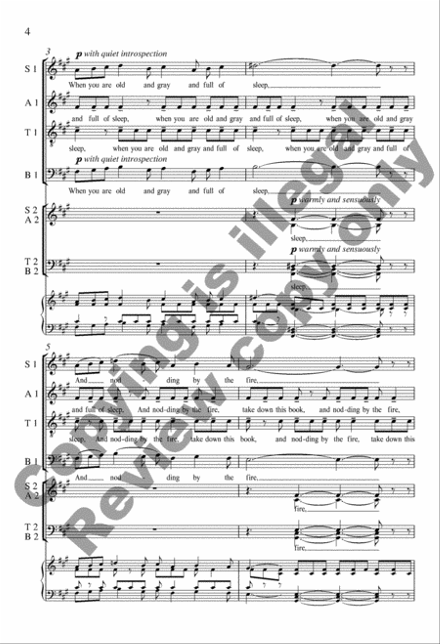 When You Are Old 4-Part scores gallery preview page 4