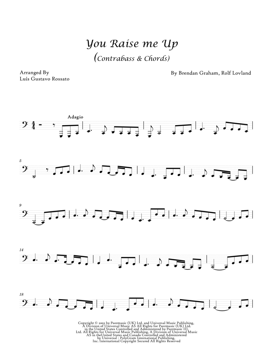 You Raise Me Up Double Bass scores gallery preview page 1