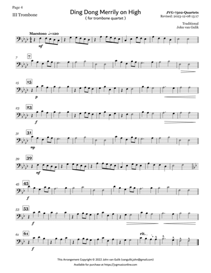 Trombone Quartets For Christmas Vol 2 - Part 3 - Bass Clef