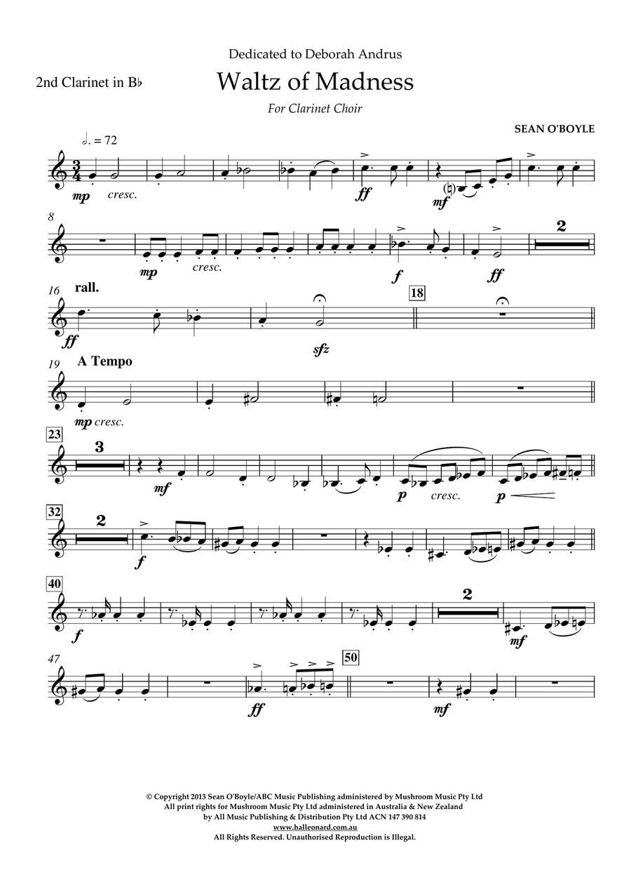 Waltz Of Madness - Bb Clarinet 2 Woodwind Ensemble scores gallery preview page 1