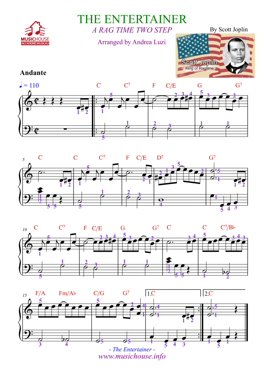 The Entertainer- Scott Joplin - EASY PIANO Easy Piano scores gallery preview page 1