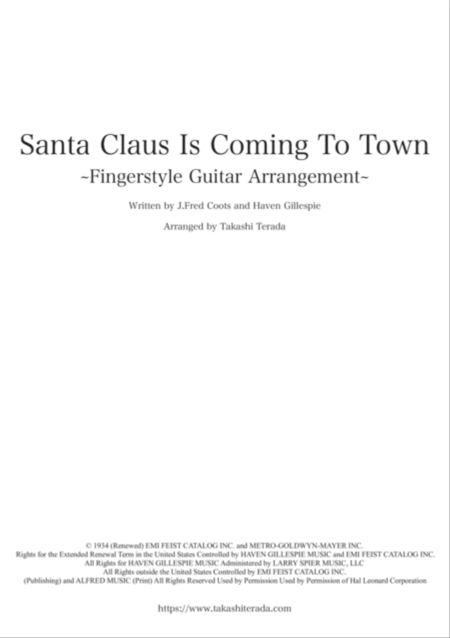 Santa Claus Is Comin' To Town Santa Claus Is Comin' To Town Electric Guitar scores gallery preview page 1
