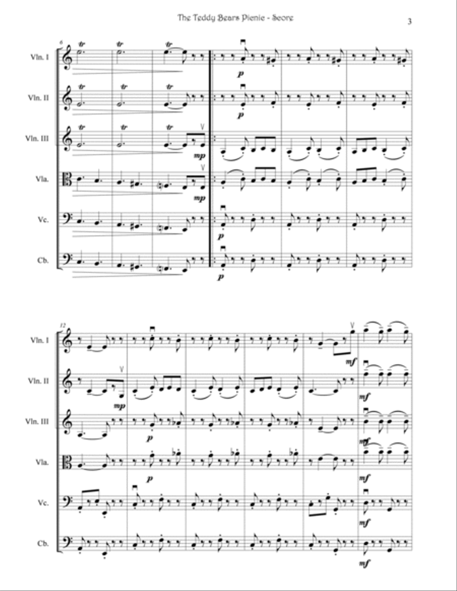 The Teddy Bears Picnic - String Quartet, String Quintet, String Ensemble or Orchestra String Quartet scores gallery preview page 3
