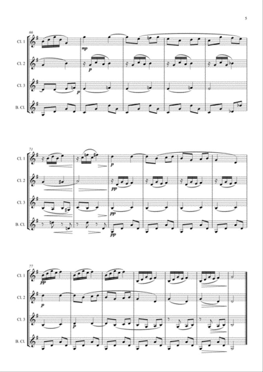 Berceuse from Dolly Suite Op. 56 - Clarinet Quartet Clarinet Quartet scores gallery preview page 5