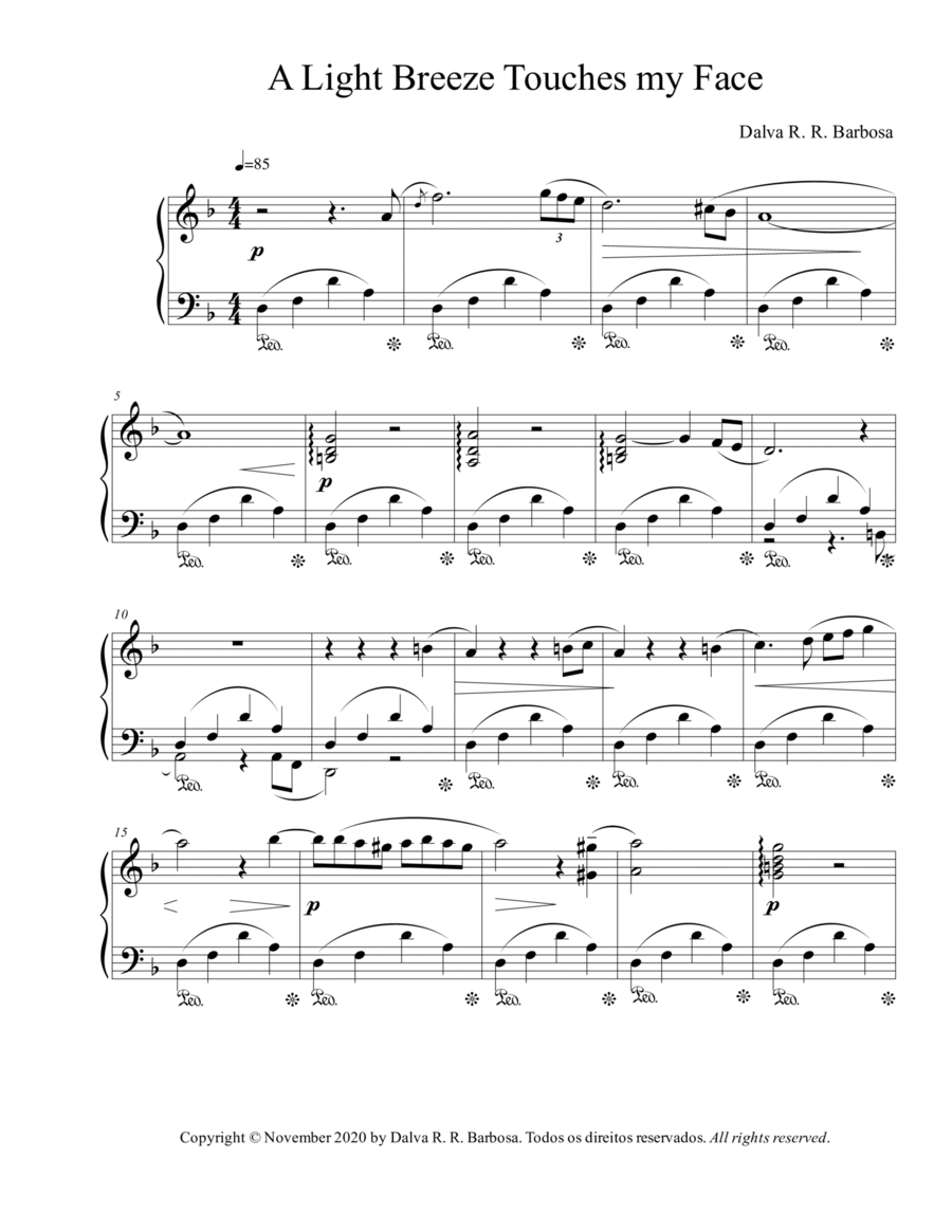 A Light Breeze Touches My Face Piano Solo scores gallery preview page 1