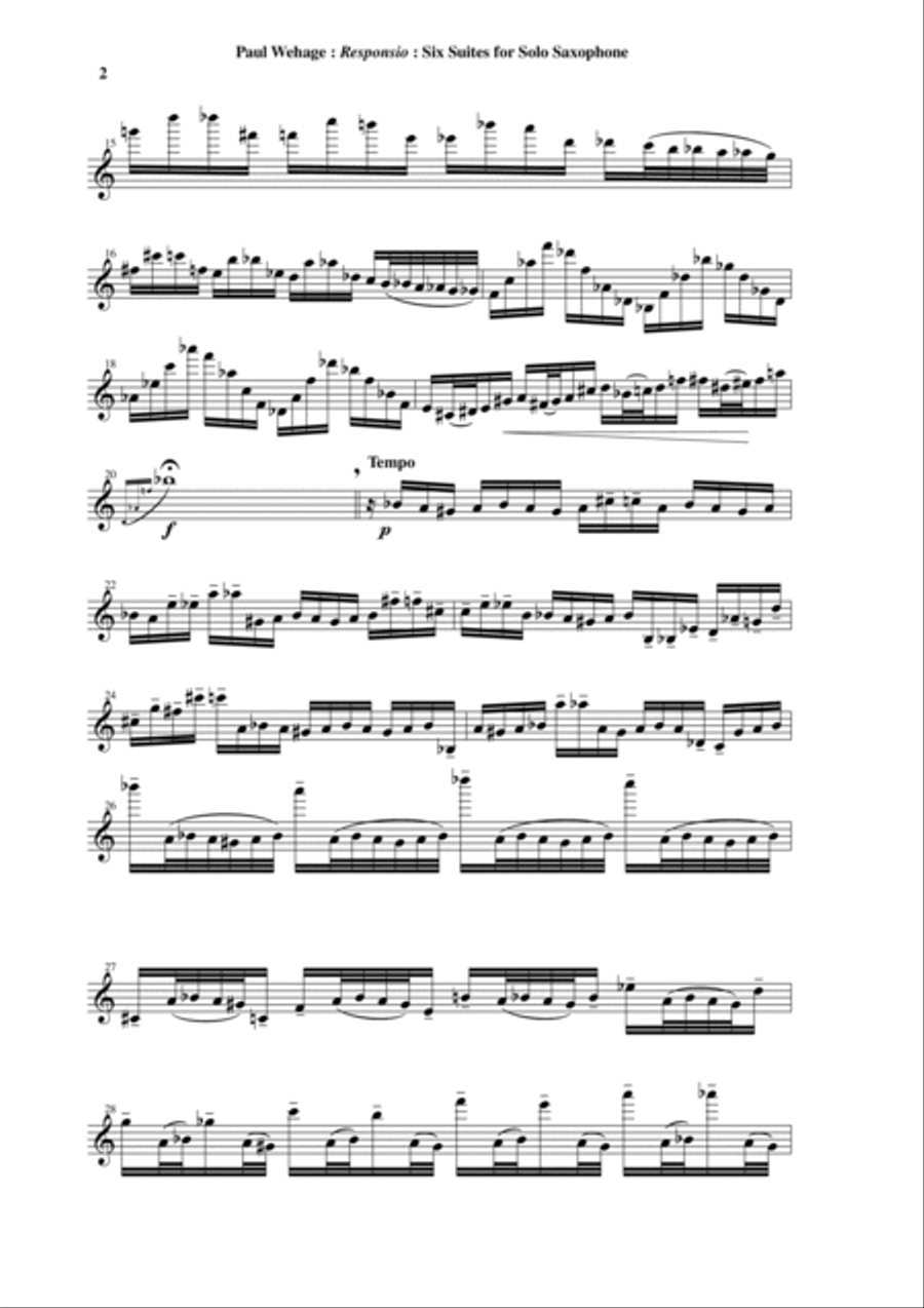 Responsio, Six Suites for solo saxophone (any)