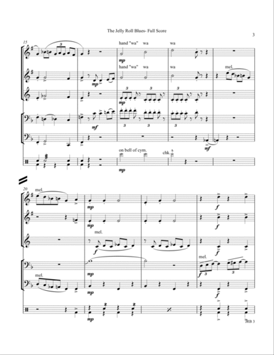 Jelly Roll Blues (The)- for Brass Quintet w/opt. Percussion Chamber Music scores gallery preview page 3