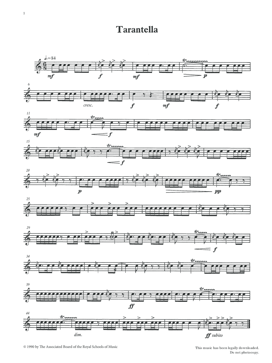 Tarantella from Graded Music for Snare Drum, Book III Percussion scores gallery preview page 1