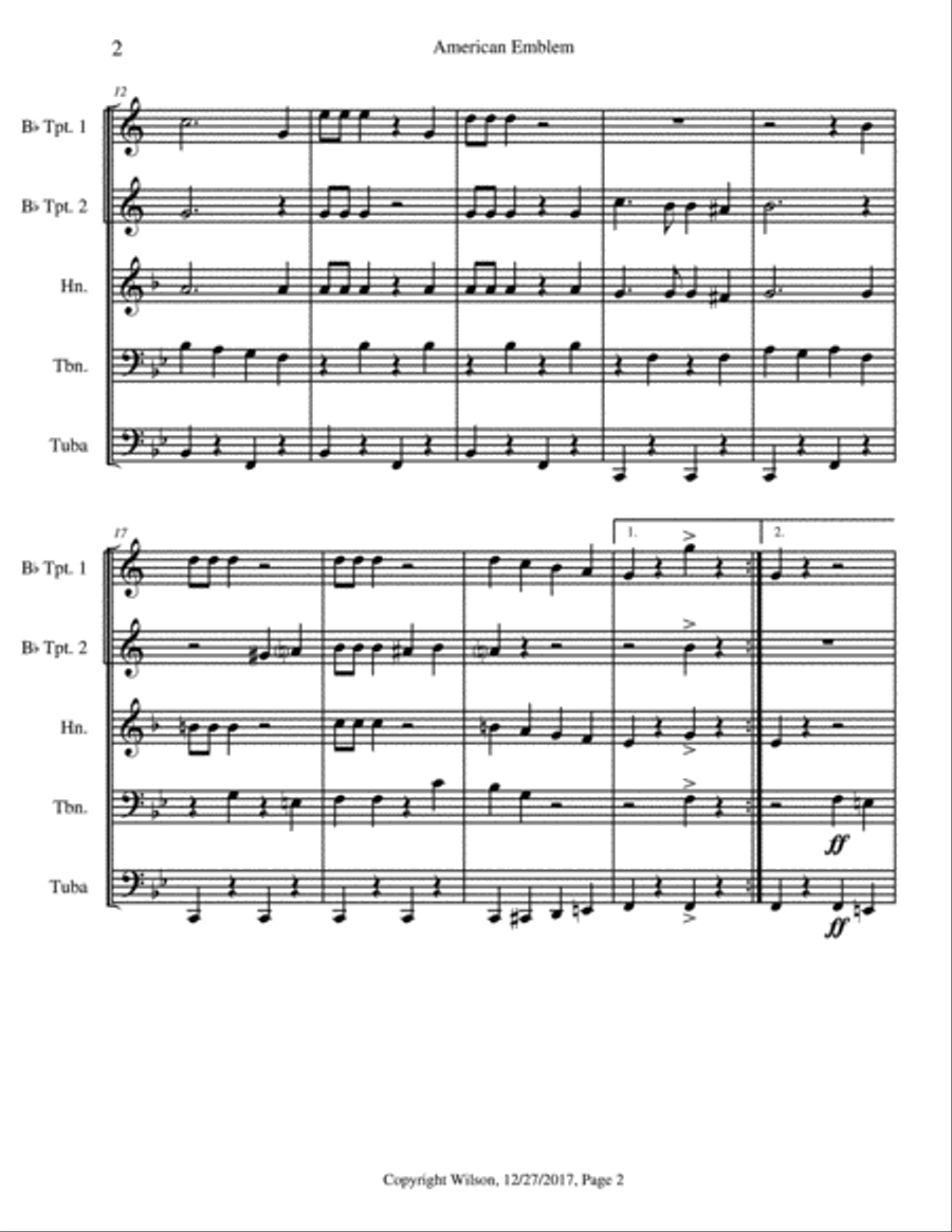 American Emblem Brass Quintet scores gallery preview page 3