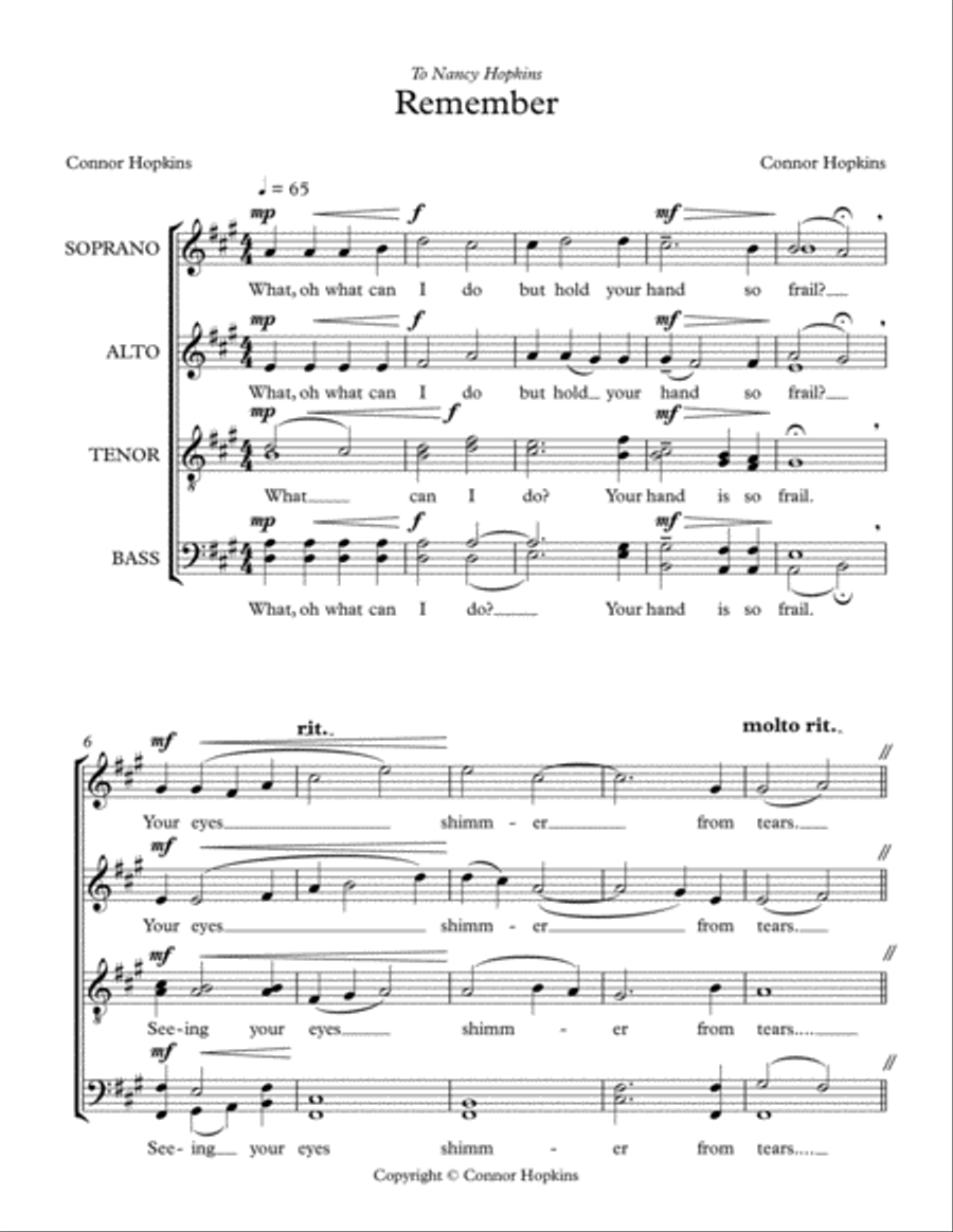 SATB - Remember 4-Part scores gallery preview page 1