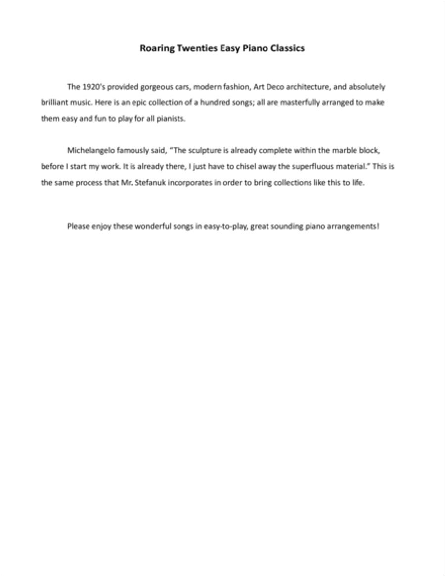 Roaring Twenties Easy Piano Classics Easy Piano scores gallery preview page 2