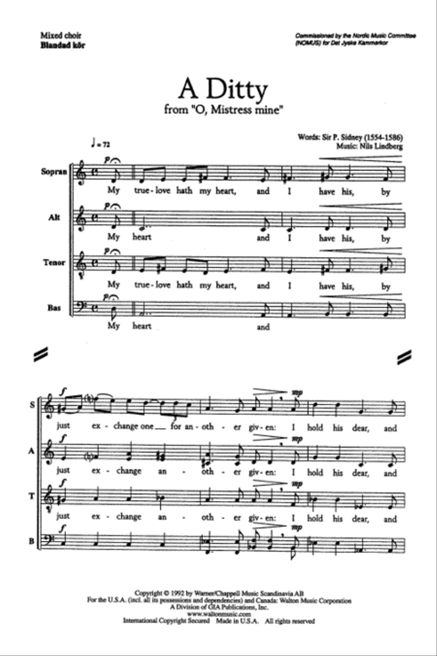 A Ditty (from O, Mistress mine) 4-Part scores gallery preview page 2