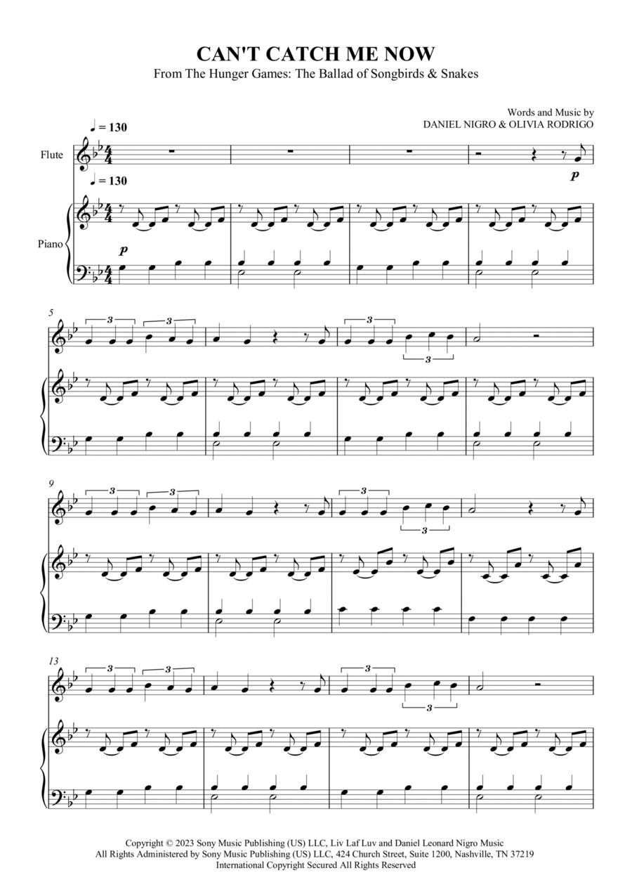 Can't Catch Me Now Flute scores gallery preview page 1