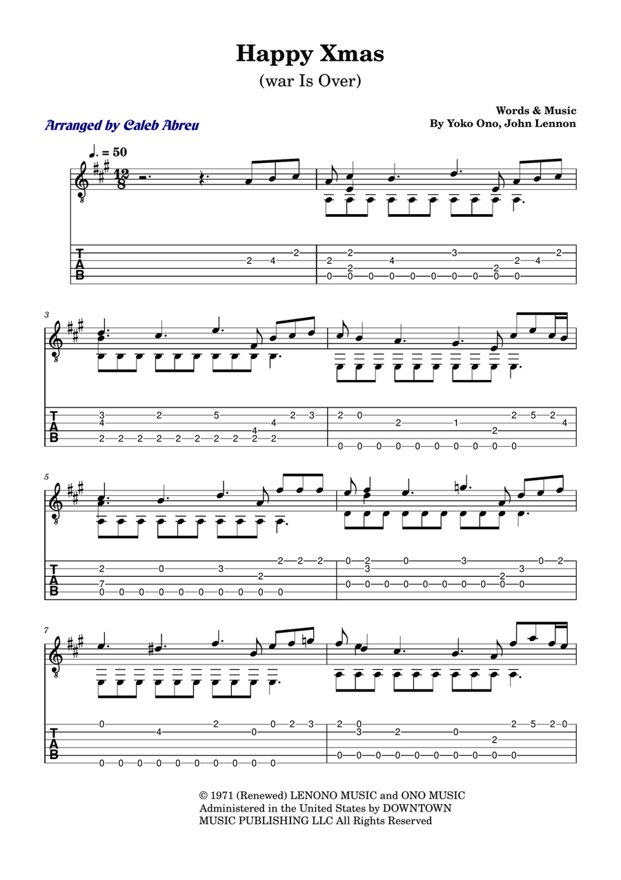 Happy Xmas (war Is Over) Guitar Solo scores gallery preview page 1
