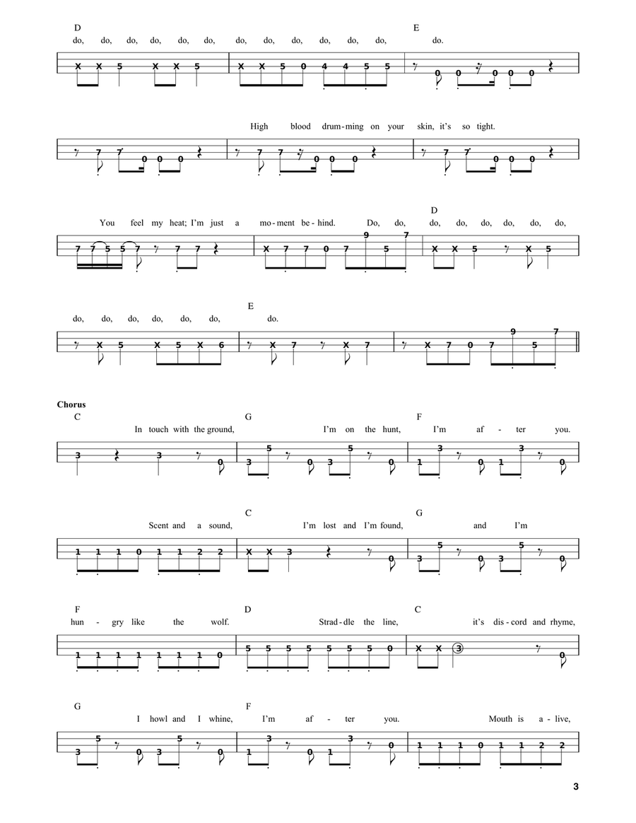 Hungry Like The Wolf Bass Guitar scores gallery preview page 3