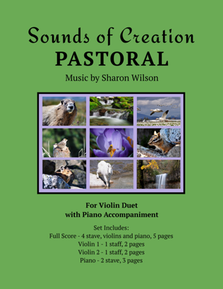 Book cover for Sounds of Creation: Pastoral (Violin Duet with Piano Accompaniment)