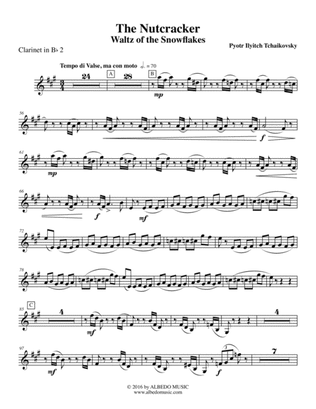 The Nutcracker, Waltz of the Snowflakes - Clarinet in Bb 2 (Transposed Part)