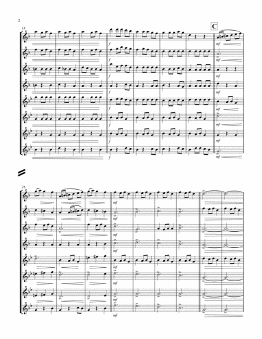 Carol of the Bells (F min) (Saxophone Octet - 4 Alto, 4 Ten) Woodwind Ensemble scores gallery preview page 2
