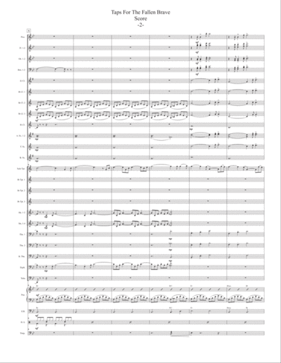 Taps for the Fallen Brave for Solo Trumpet and Band Concert Band scores gallery preview page 3