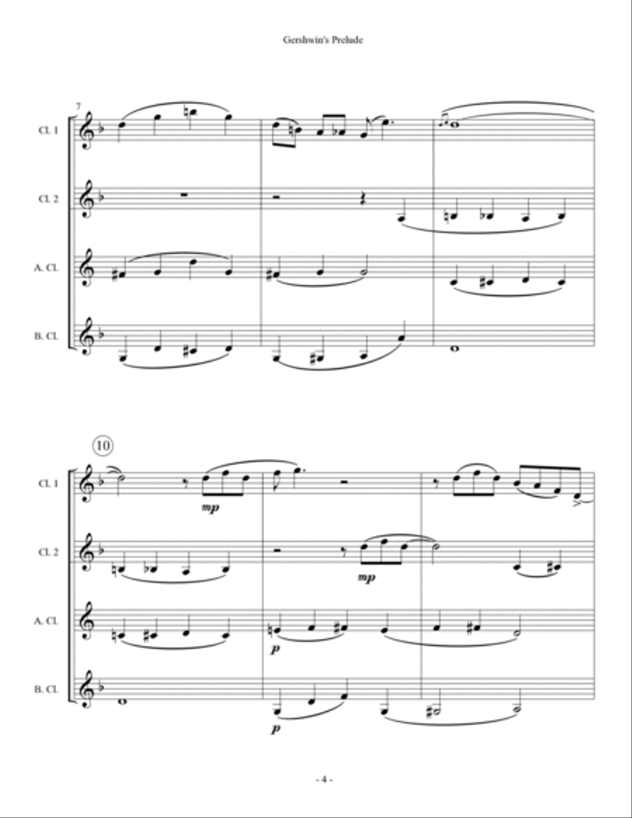 Gershwin's Prelude - Clarinet Quartet Clarinet Quartet scores gallery preview page 4