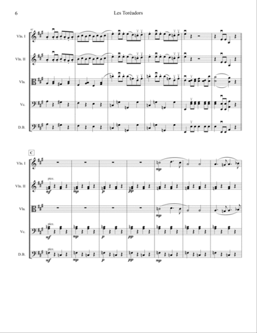 Les Toréadors, from the opera Carmen. String orchestra, intermediate. Score & parts. String Orchestra scores gallery preview page 6