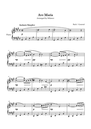 Ave Maria Bach Gounod in A Intermediate Piano