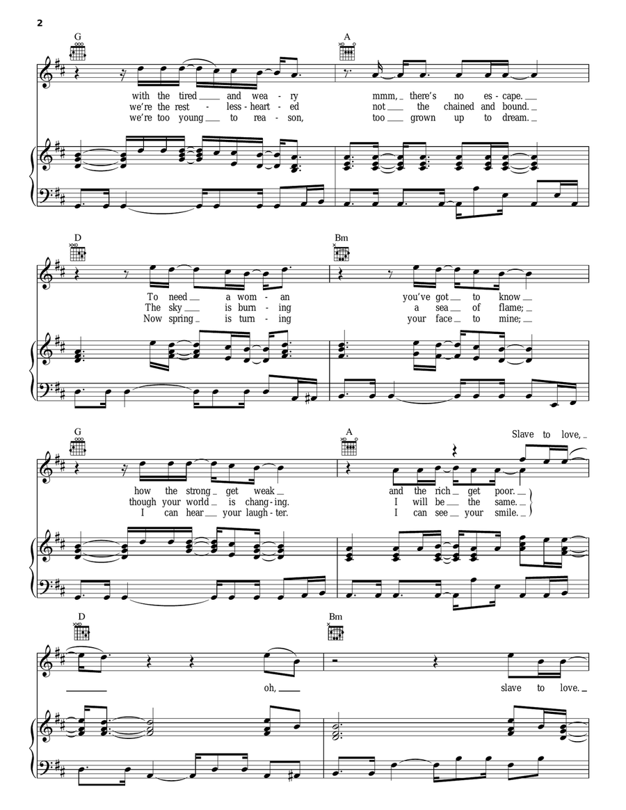 Slave To Love Slave To Love Piano, Vocal, Guitar scores gallery preview page 2