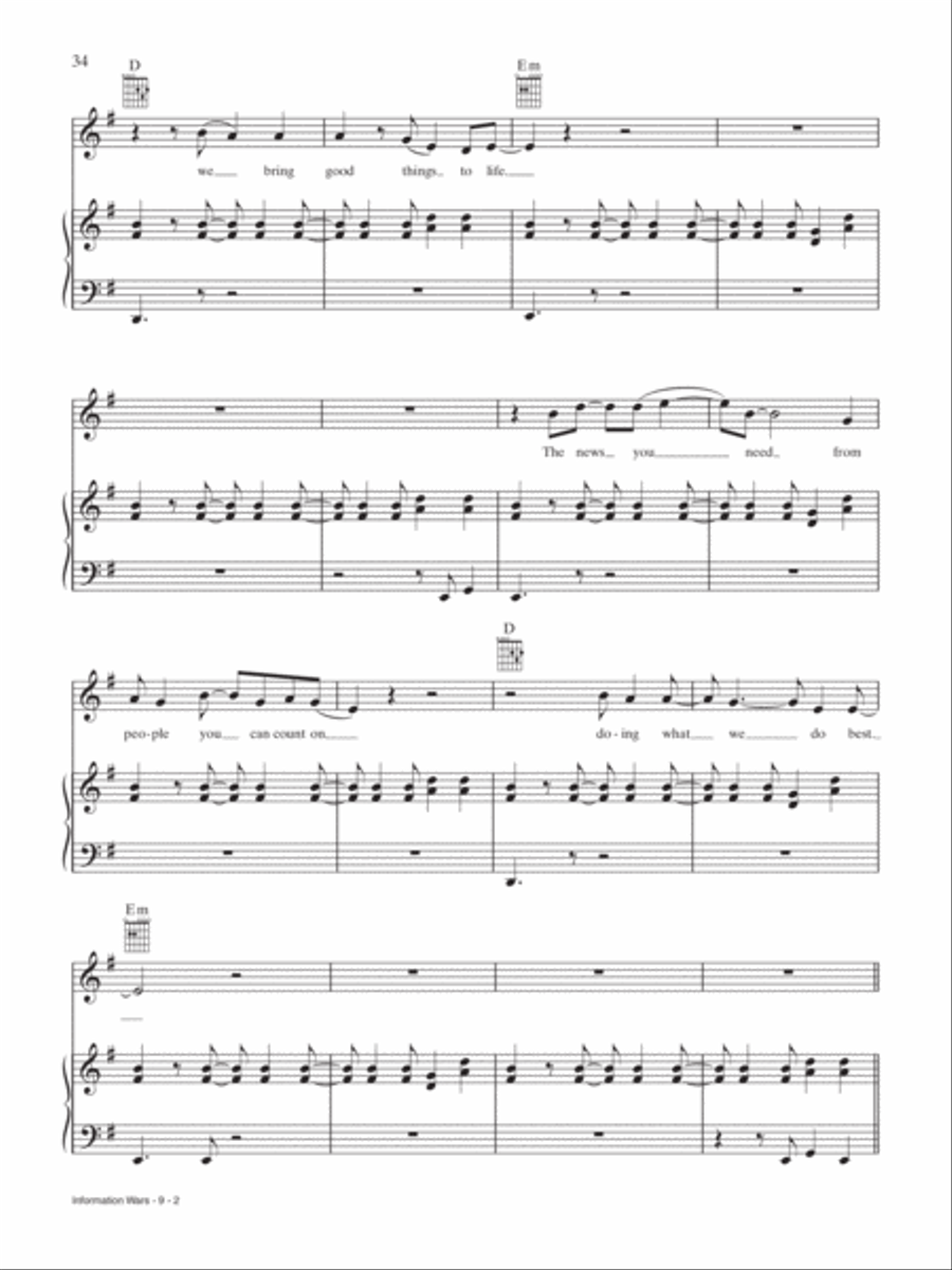 Information Wars Piano, Vocal, Guitar scores gallery preview page 2
