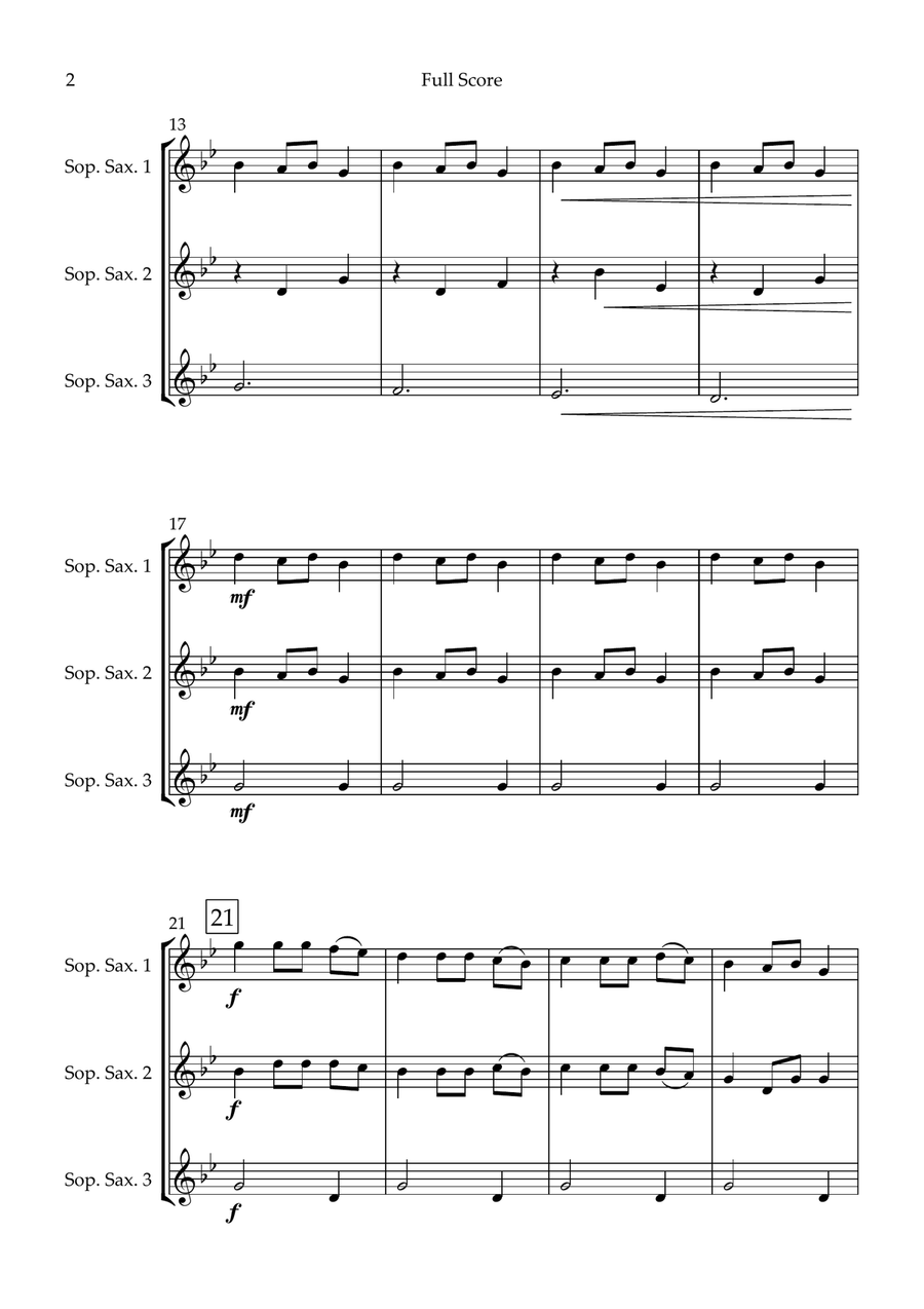 Carol of the Bells (Christmas Song) for Soprano Saxophone Trio Woodwind Quartet scores gallery preview page 2