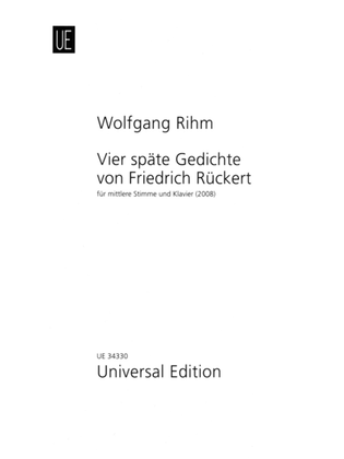 Vier Späte Gedichte Von Friedrich Rückert