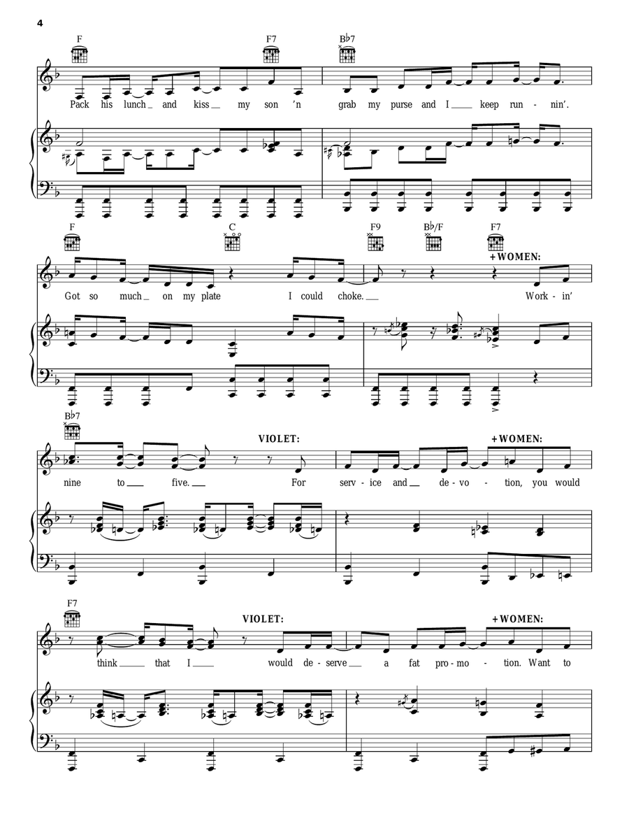 Nine To Five (from 9 to 5: The Musical) Piano, Vocal, Guitar scores gallery preview page 4
