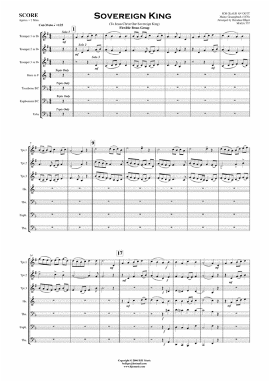 Sovereign King - Trumpet Trio with Flexible Brass Group Score and Parts PDF Brass Ensemble scores gallery preview page 2