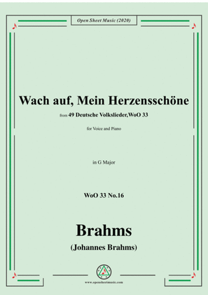 Brahms-Wach auf,Mein Herzensschöne,WoO 33 No.16,in G Major,for Voice&Piano