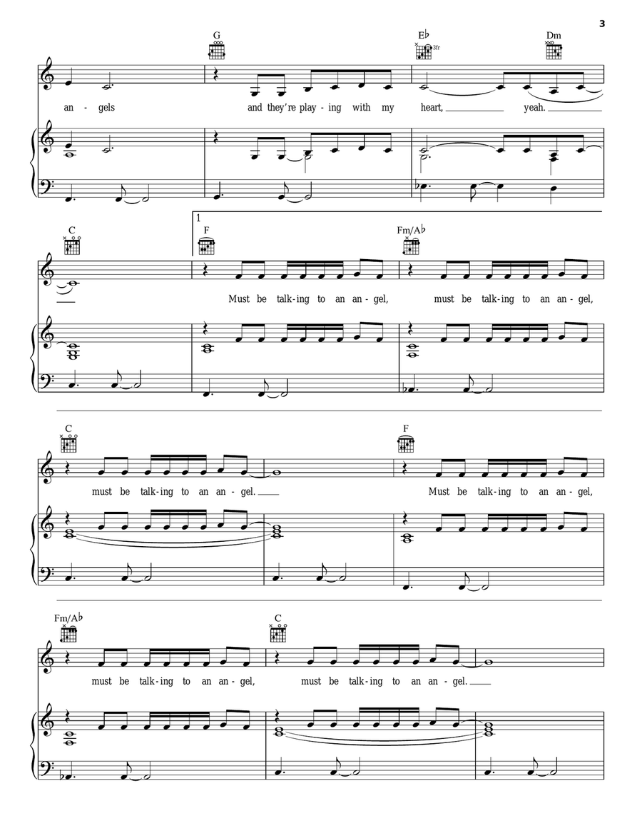 There Must Be An Angel (Playing With My Heart) Piano, Vocal, Guitar scores gallery preview page 3
