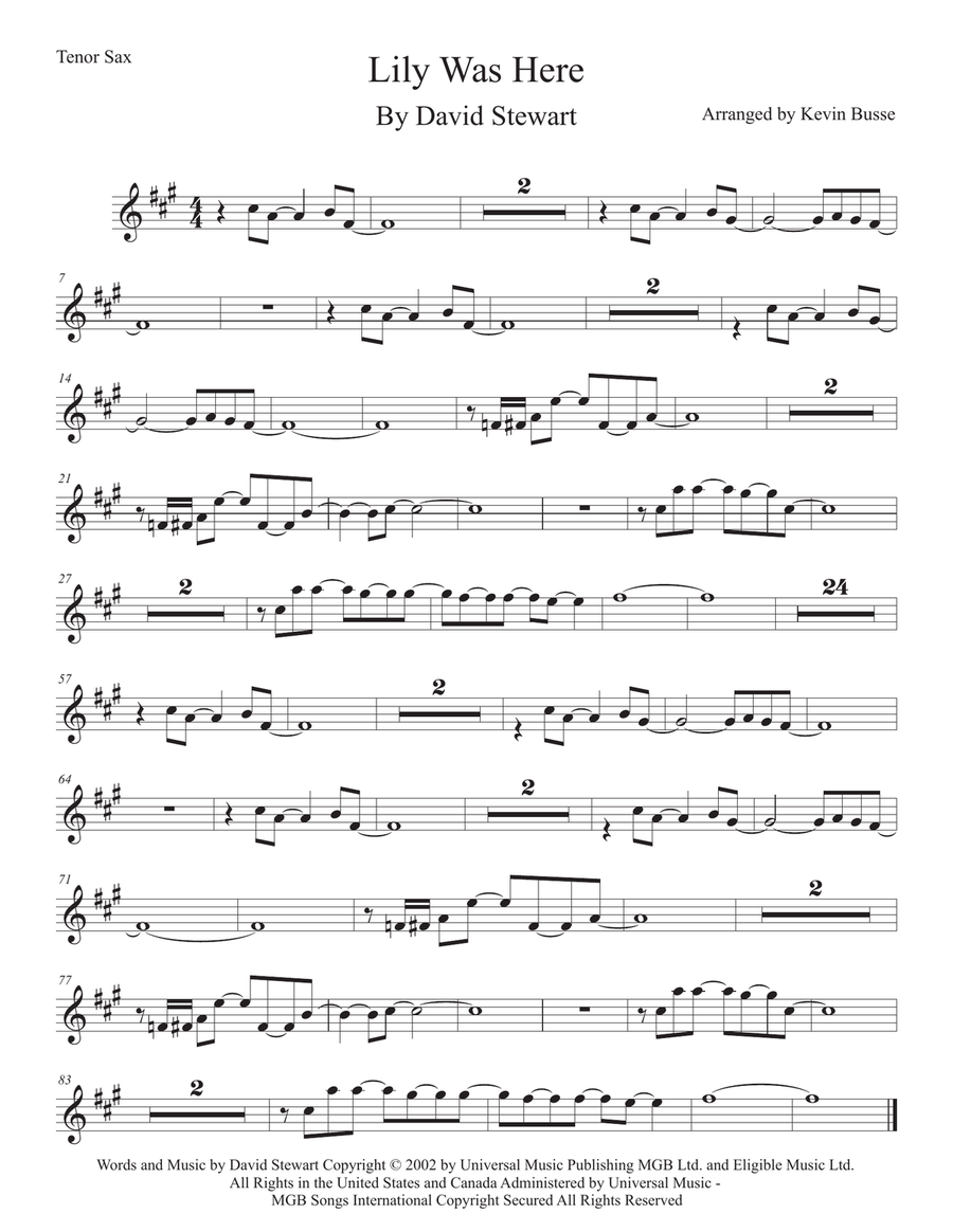 Lily Was Here Tenor Saxophone scores gallery preview page 1
