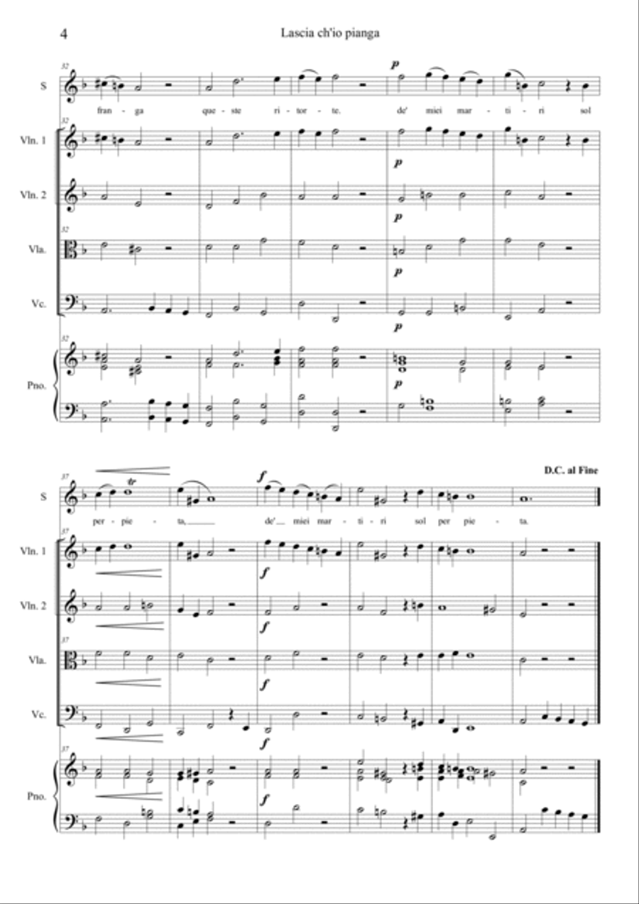 Lascia Ch'io Pianga Soprano Voice scores gallery preview page 4