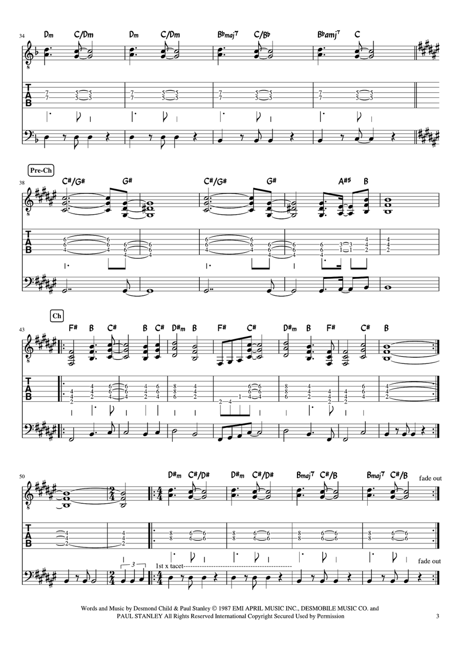 Reason To Live Reason To Live Bass Guitar Tablature scores gallery preview page 3
