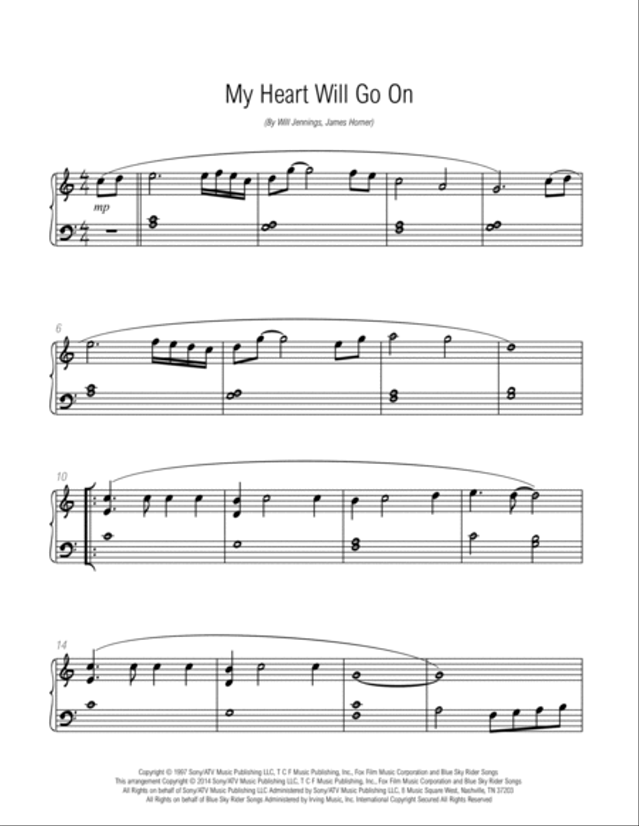 My Heart Will Go On (love Theme From 'titanic') Easy Piano scores gallery preview page 2