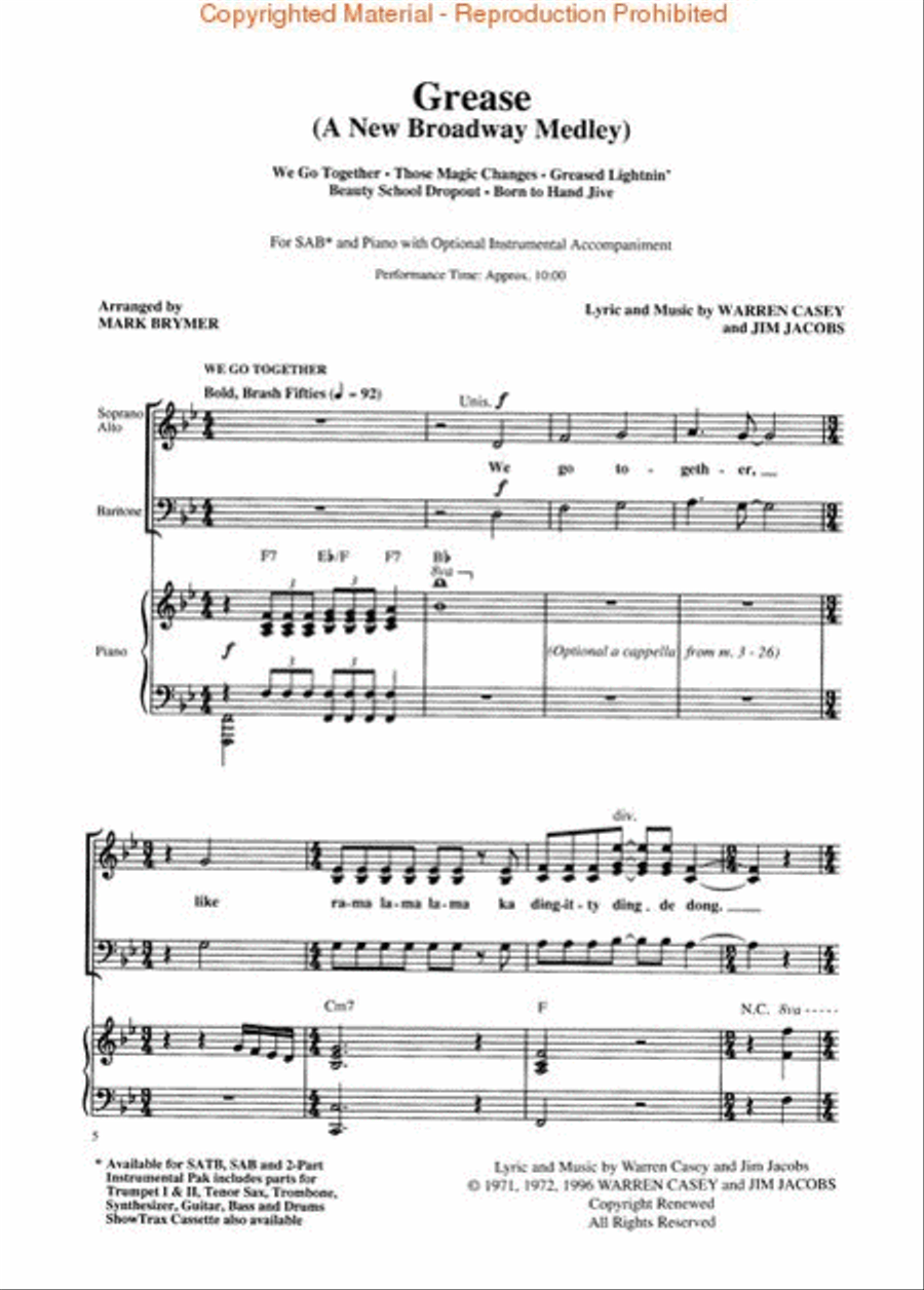 Grease (A New Broadway Medley) 3-Part scores gallery preview page 2