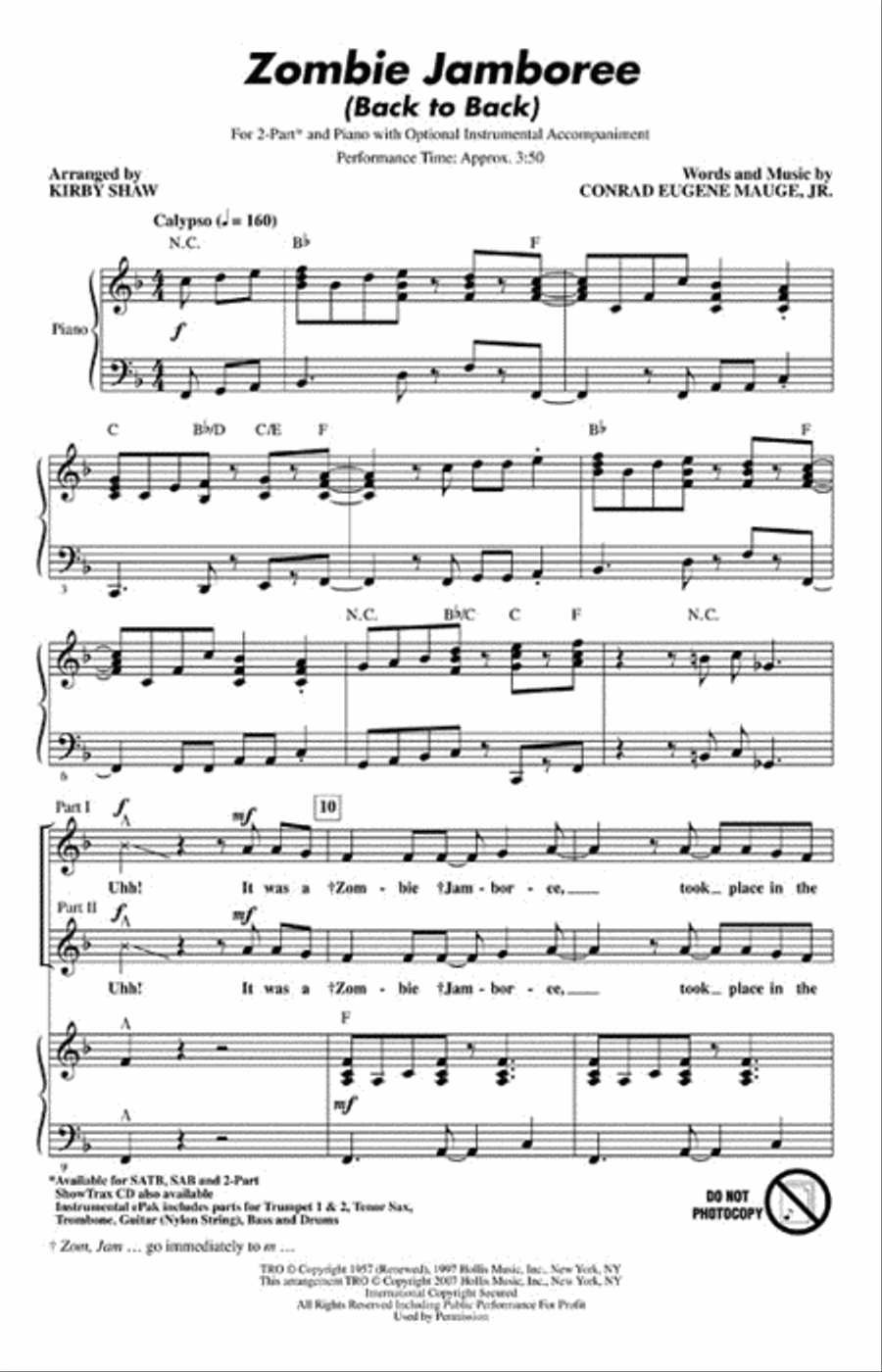 Zombie Jamboree (Back to Back) 2-Part scores gallery preview page 2