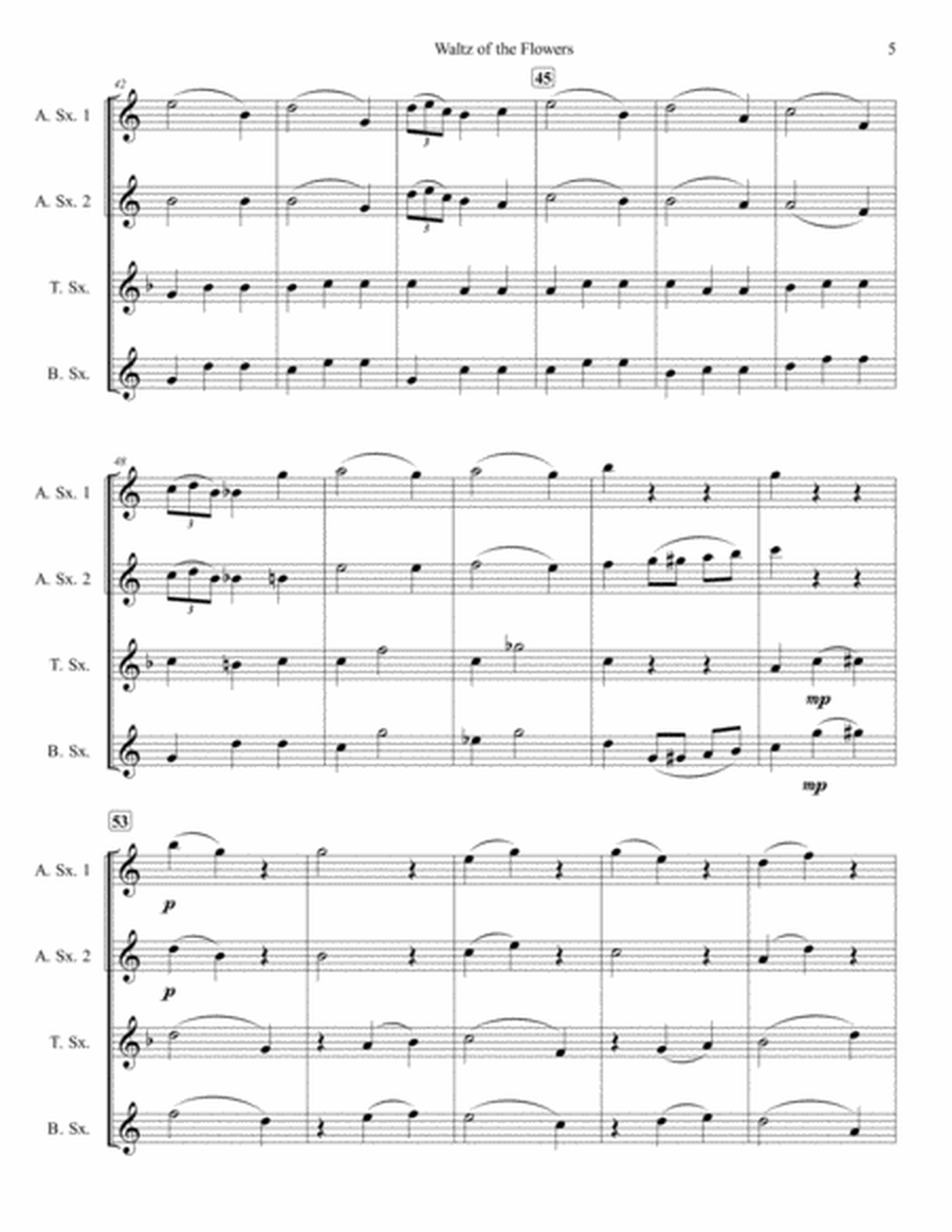 Waltz of the Flowers from The Nutcracker Suite for Saxophone Quartet (SATB or AATB) image number null