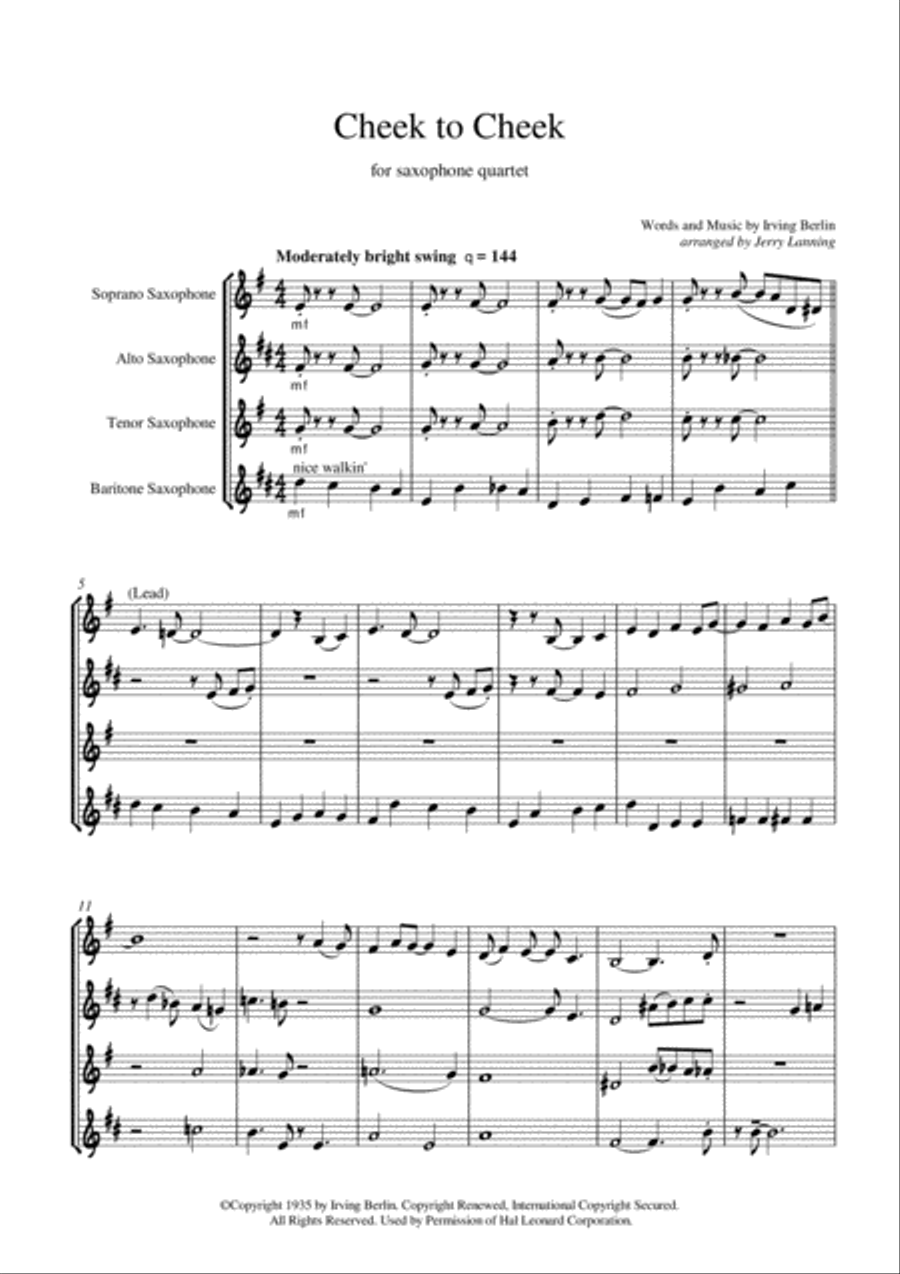 Cheek To Cheek 4-Part scores gallery preview page 2