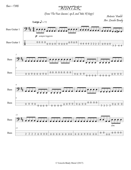 WINTER - LARGO Guitar Ensemble (Easy) image number null
