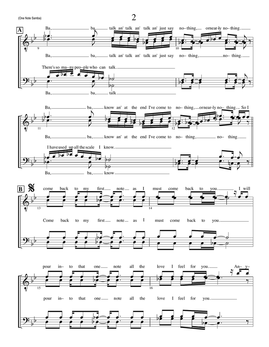One Note Samba (samba De Uma Nota So) TTBB scores gallery preview page 2