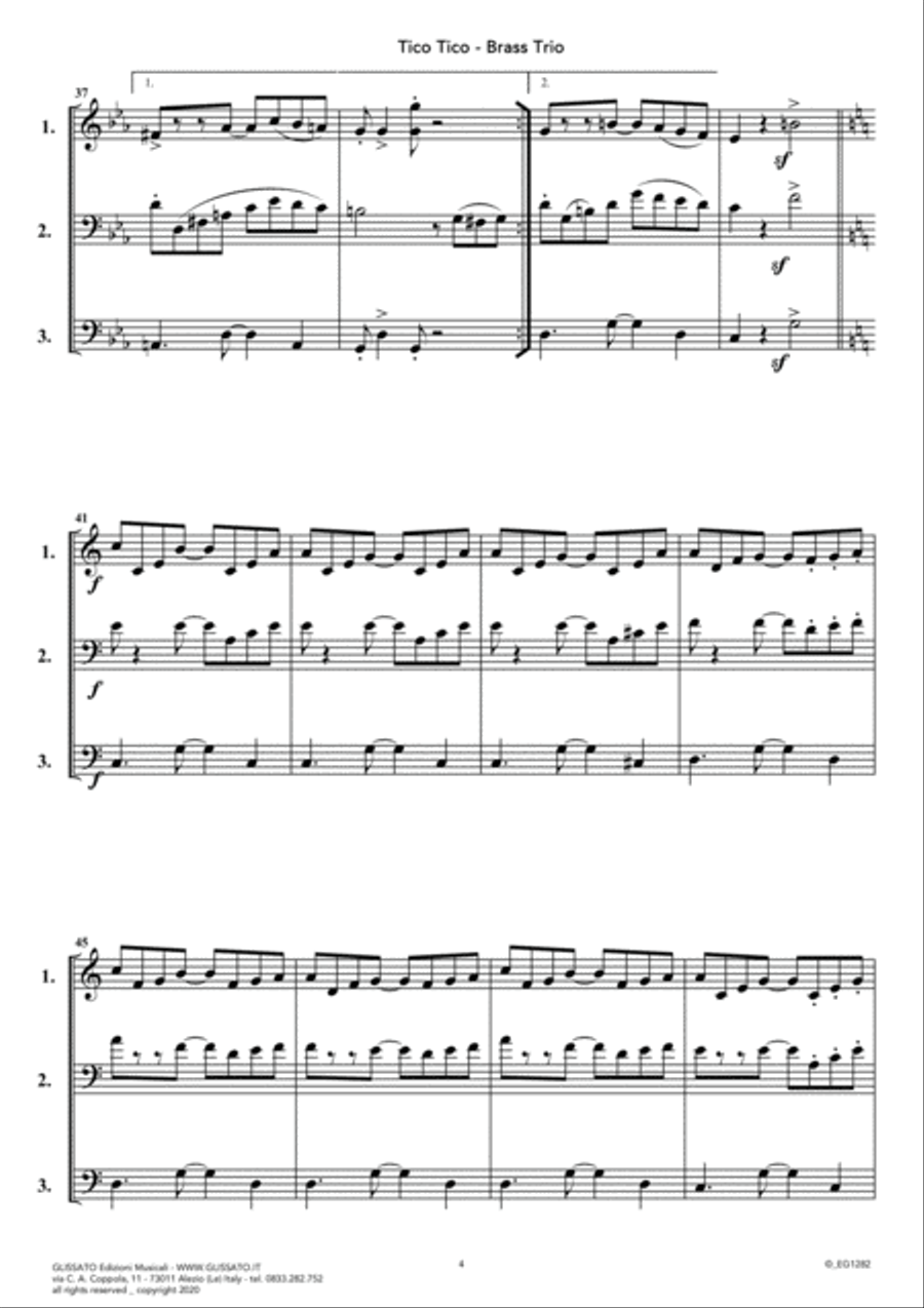 Tico Tico - flexible Brass Trio score & parts (10) Brass Trio scores gallery preview page 5