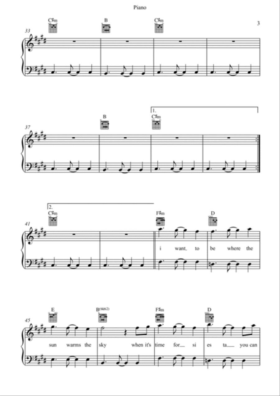 La Isla Bonita Piano, Vocal, Guitar scores gallery preview page 3