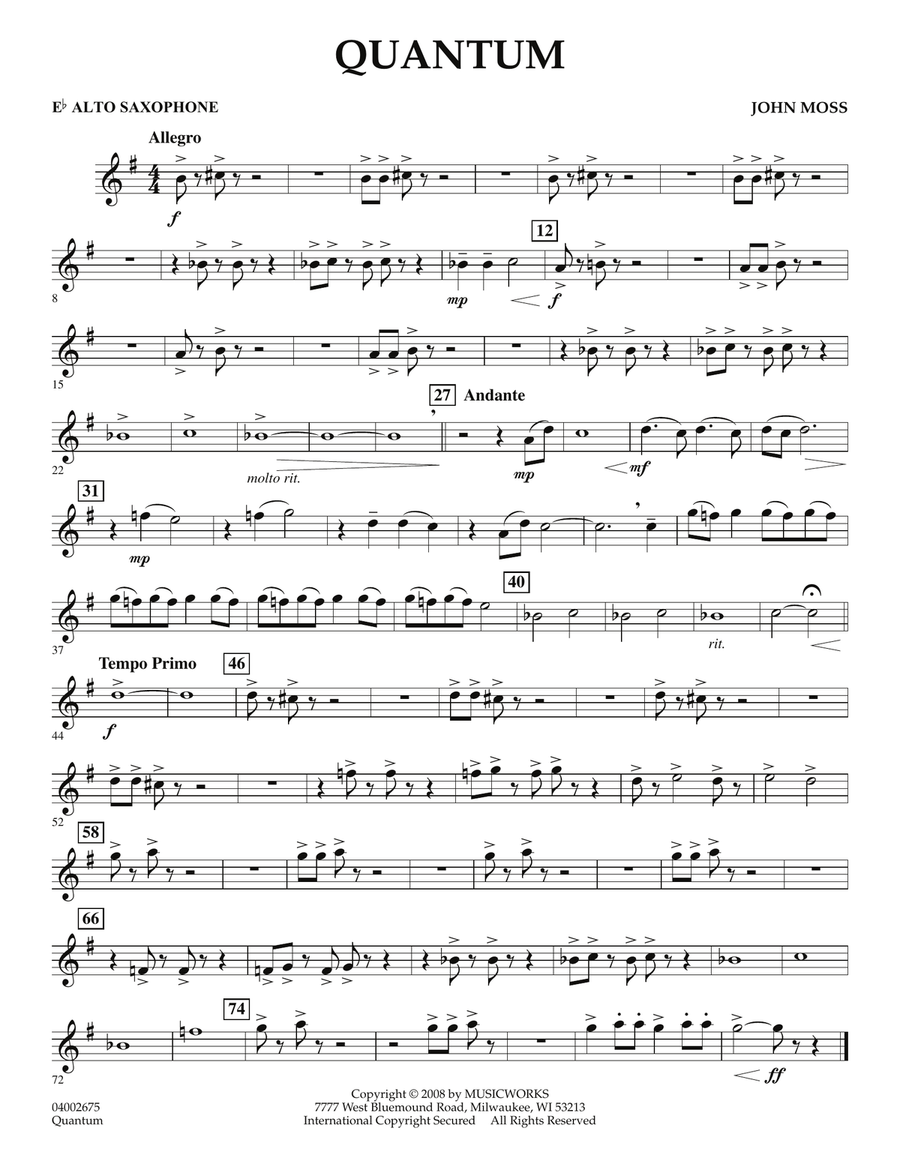 Quantum - Eb Alto Saxophone Concert Band scores gallery preview page 1